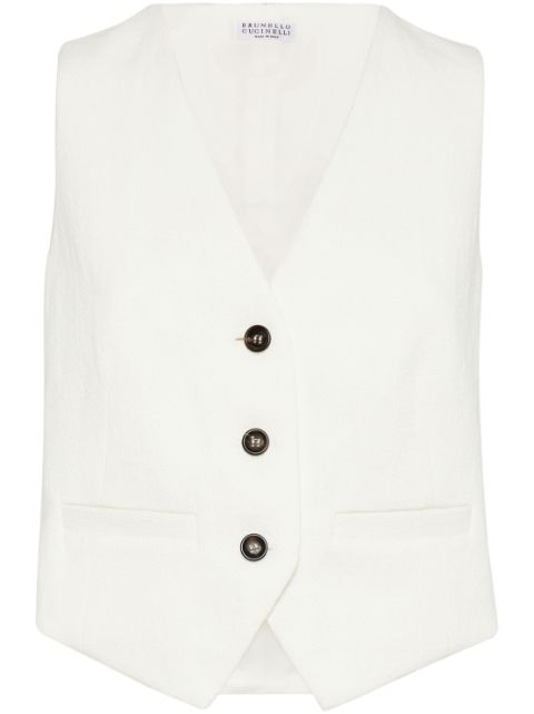 Brunello Cucinelli herringbone-pattern button-down gilet