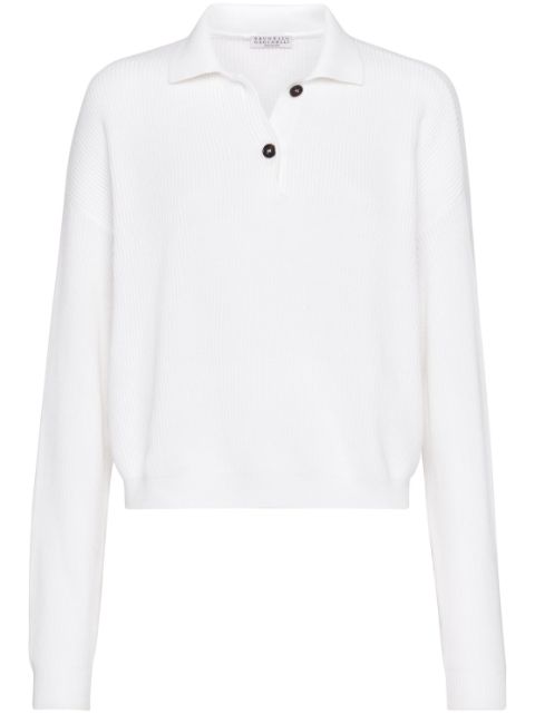 Brunello Cucinelli ribbed-knit polo-collar jumper