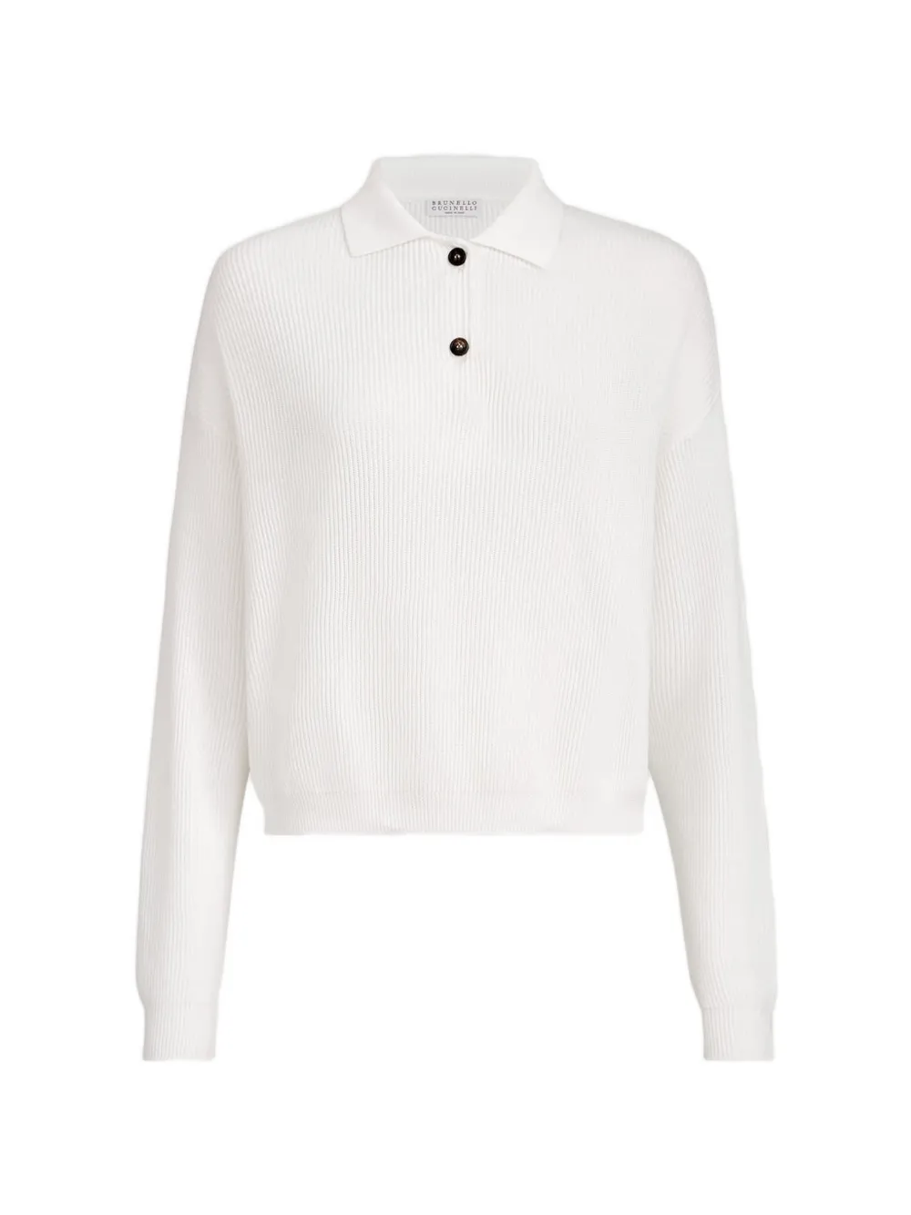 Brunello Cucinelli ribbed-knit polo-collar jumper