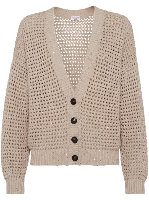 Brunello Cucinelli open-knit sequinned cardigan Women