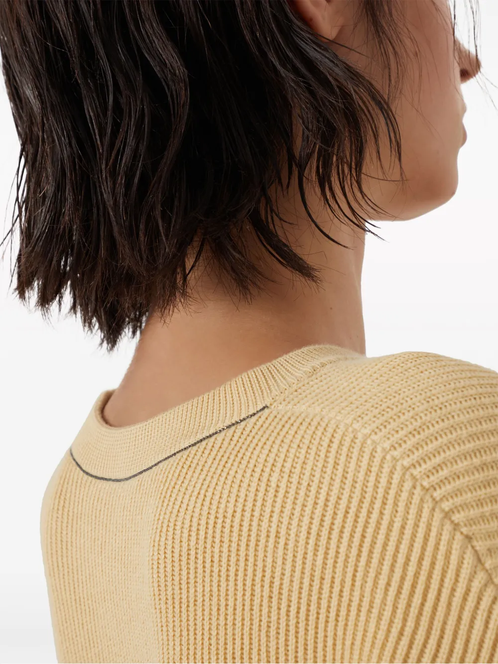 Brunello Cucinelli Geribbelde katoenen sweater Beige