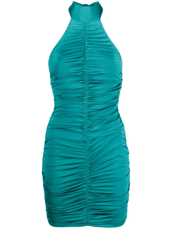 noire swimwear ruched halterneck mini dress Noire Swimwear Ruched Halterneck Mini Dress
