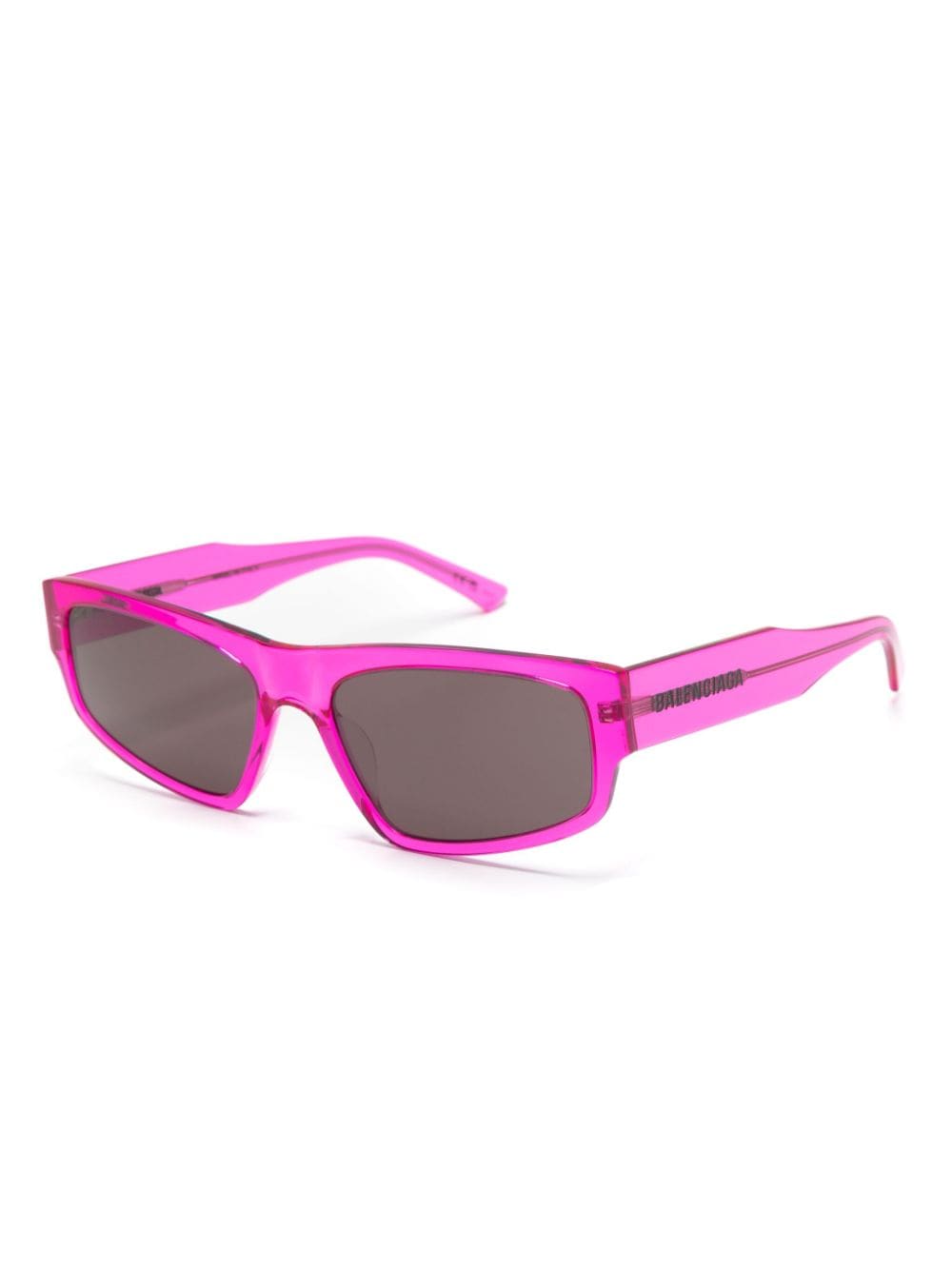 Shop Balenciaga Logo-print Rectangle-frame Sunglasses In Pink