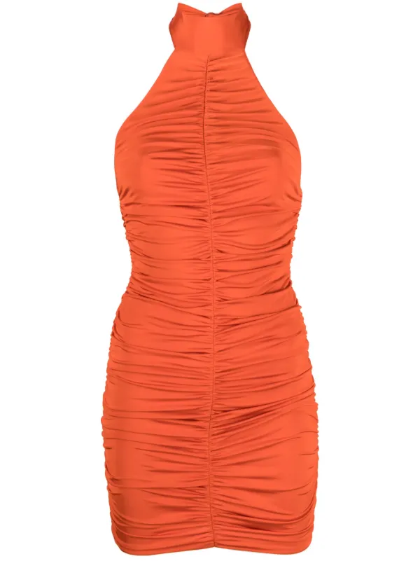 noire swimwear ruched halterneck mini dress Black Ruched Halterneck Mini Dress L