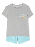 Lapin House slogan-print cotton-blend shorts set - Grey