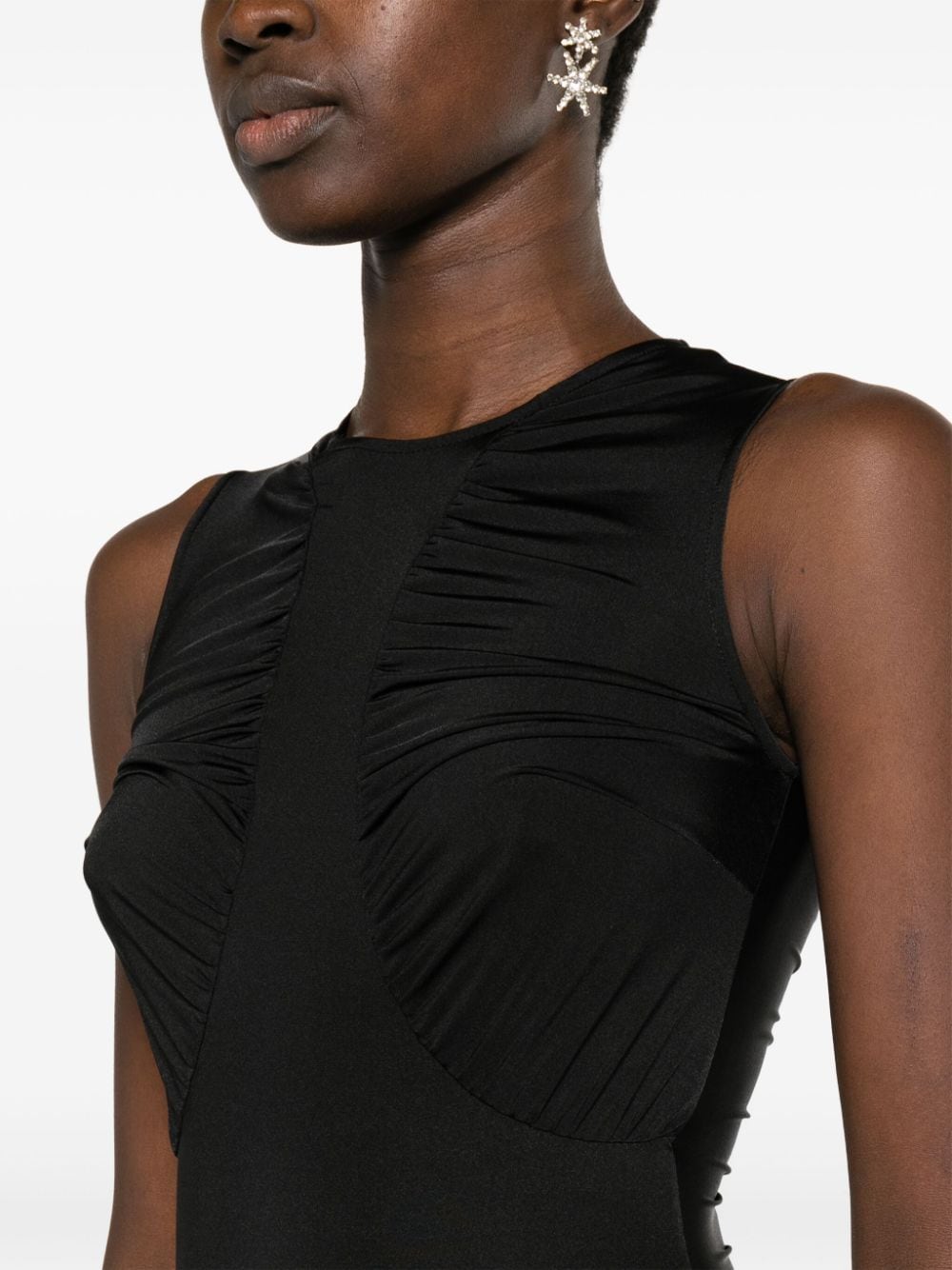 Shop Noire Swimwear Ruched Maxi Dress In Black