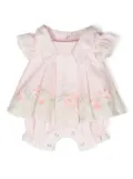 Lapin House floral-print layered romper - Pink