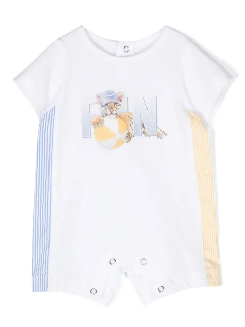 Lapin House side-stripes stretch-cotton bodysuit