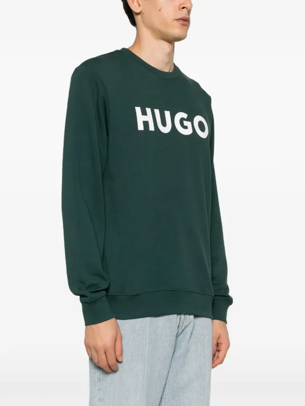 HUGO logo-print Jersey Sweatshirt | Green | FARFETCH JO