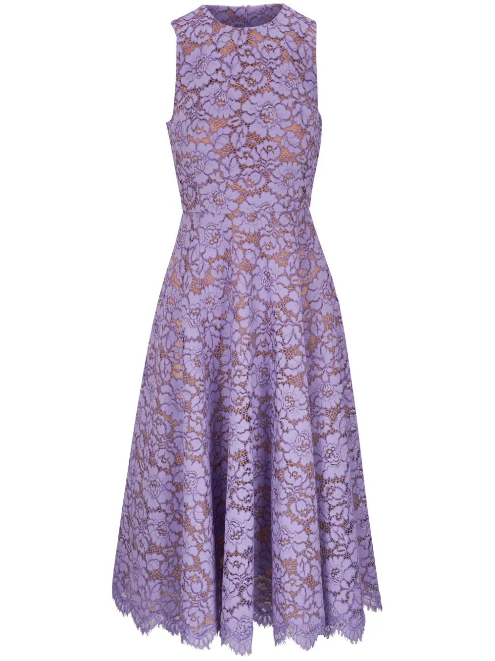 Michael Kors Large Floral Lace Sleeveless Midi Dress In Purple