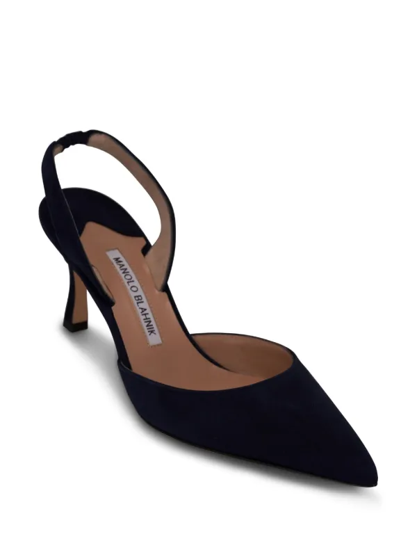Manolo Blahnik Carolyne 70mm Slingback Pumps | Black | FARFETCH IN 