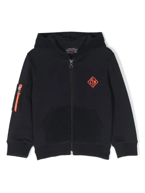 Lapin House logo-appliqué zip-up hoodie