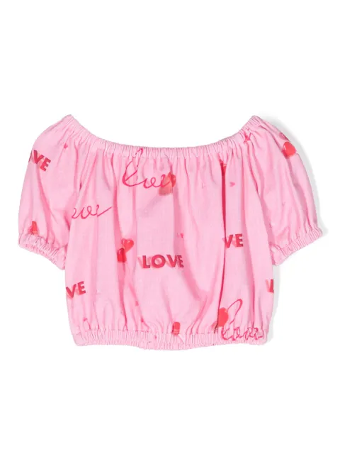 Lapin House love-print stretch-cotton blouse