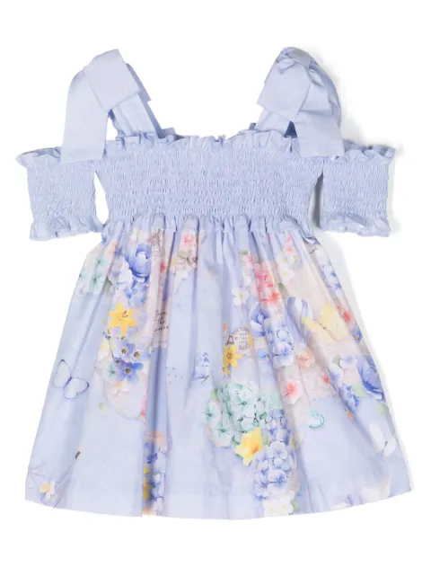 Lapin House floral-print shirred dress