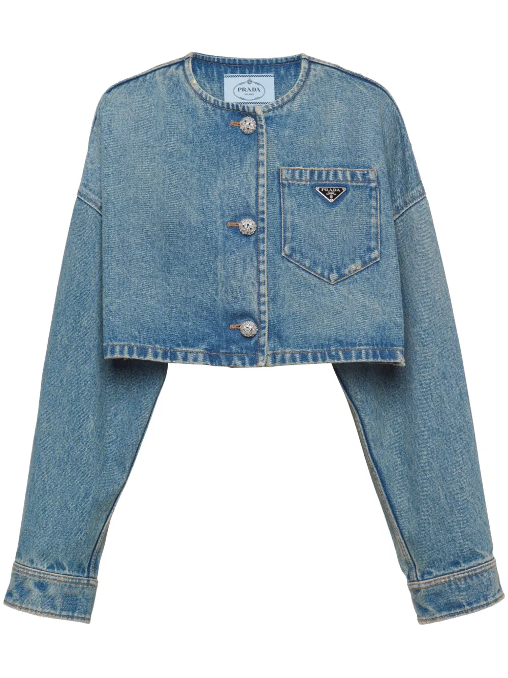 Prada Denim Blouson Jacket In Blue