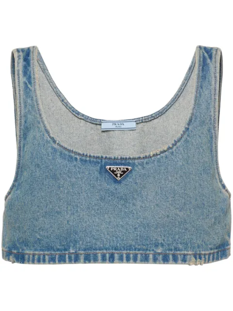 Prada Top corto con logo