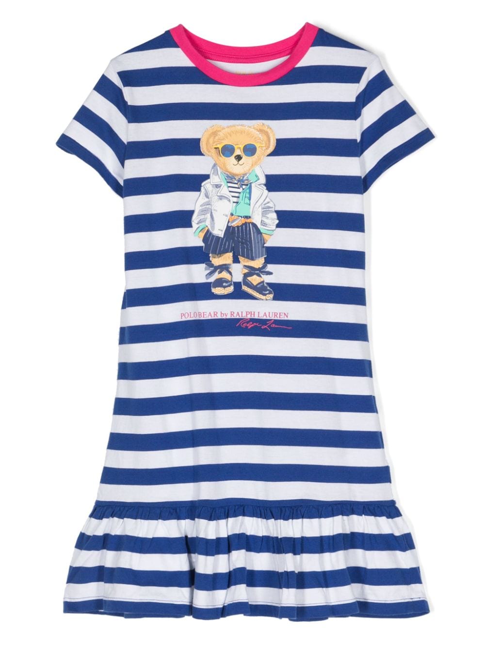 Ralph Lauren Kids' Polo Bear Cotton Dress In Blue