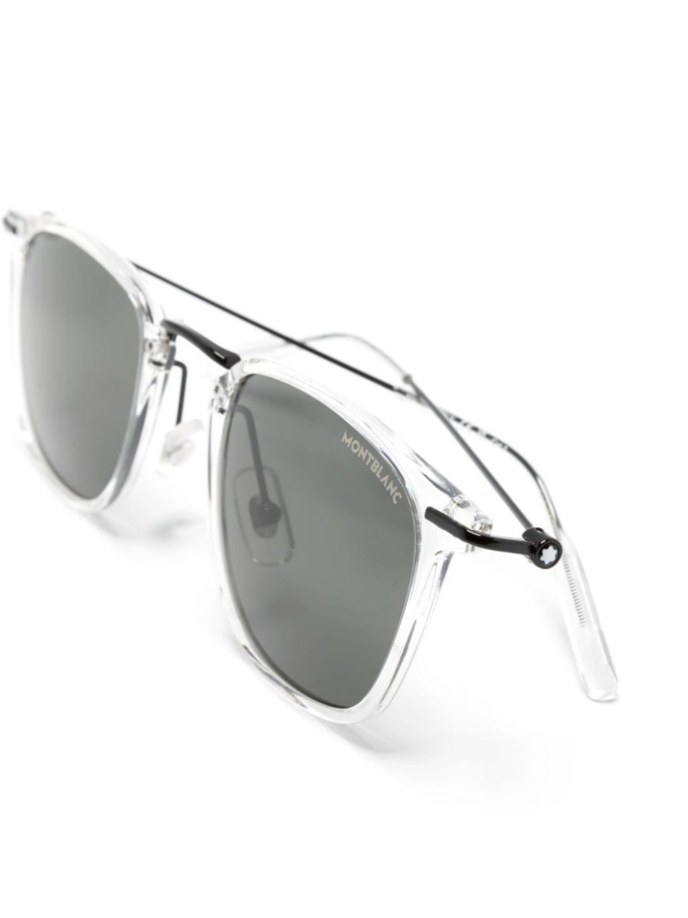 Shop Montblanc Transparent Wayfarer-frame Sunglasses In Black