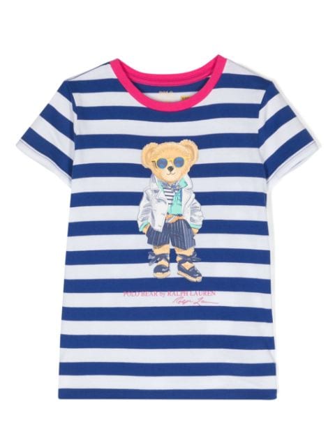 Ralph Lauren Kids teddy bear-print striped T-shirt