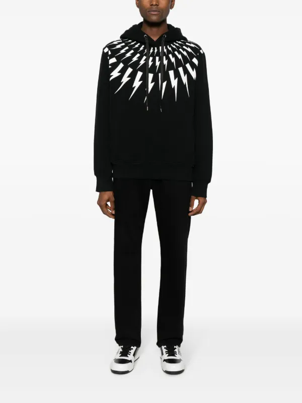 【再値下げ】NEIL BARRETT ブラック 稲妻柄 パーカー Neil Barrett Thunderbolt パーカー | ブラック | FARFETCH JP