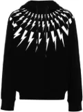 Neil Barrett Thunderbolt-print cotton hoodie - Black