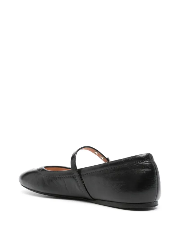 フラットシューズ Moschino Leather Ballerina Moschino Black Ballet Flats For Girl With Heart | italist