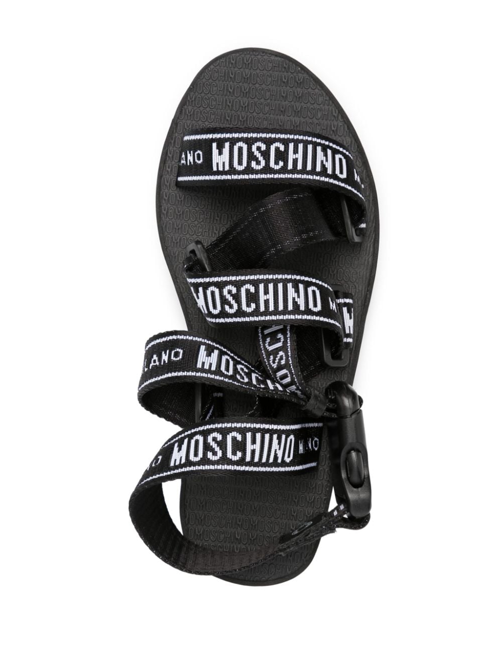 Shop Moschino Logo-print Platform Sandals In Black