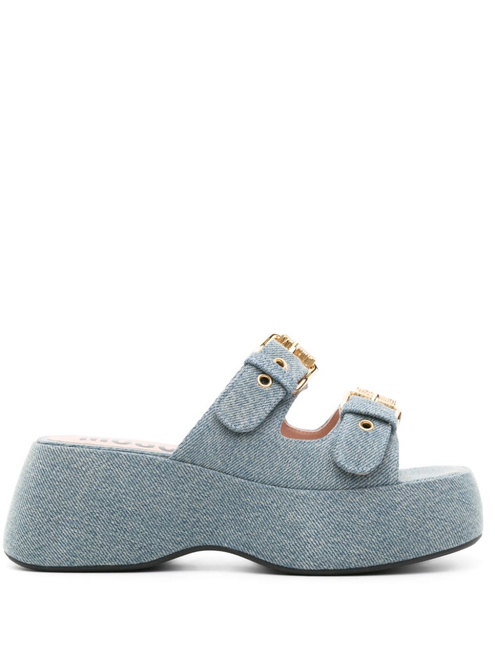 Moschino Dolly 75mm Denim Mules In Blue