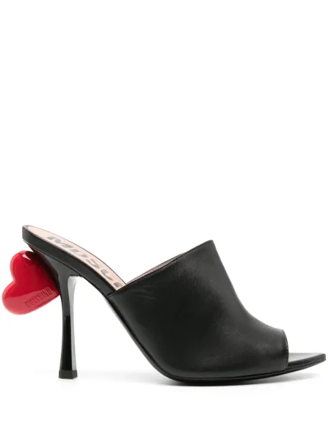 Moschino 100mm heart-detail leather mules