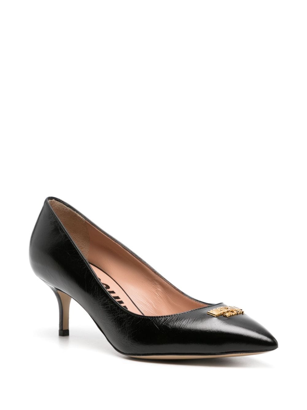 Shop Moschino 60mm Leather Pumps In Black