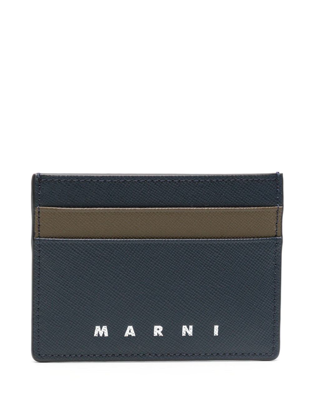 Marni logo-debossed leather cardholder - Blu