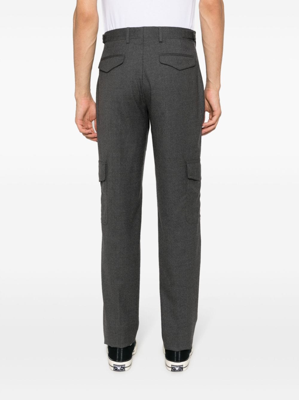 Shop Lardini Mid-rise Wool Cargo Trousers In Grey
