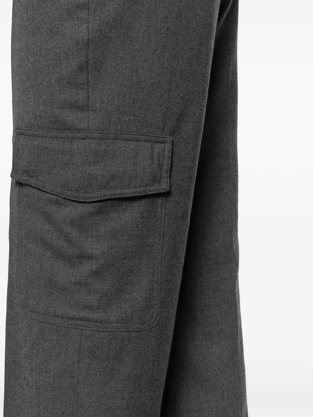 Shop Lardini Mid-rise Wool Cargo Trousers In Grey