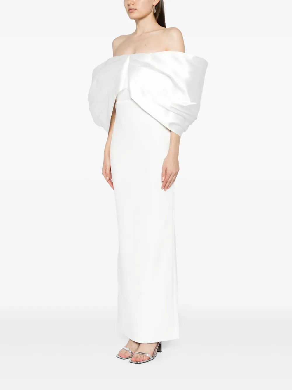 Solace London The Filippa Off-shoulder Gown In White