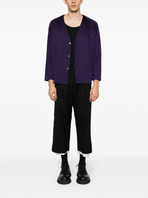 Needles embroidered-logo V-neck Cardigan - Farfetch