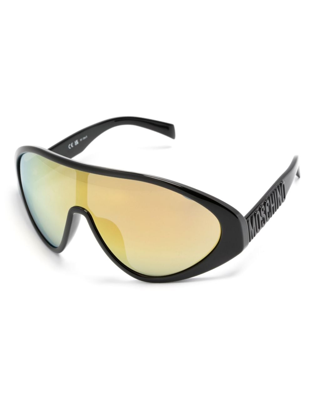 Shop Moschino Eyewear Logo-embossed Shield-frame Sunglasses In Schwarz
