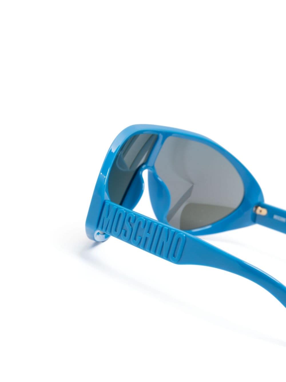Moschino Eyewear Zonnebril met shield montuur en logo-reliëf Blauw