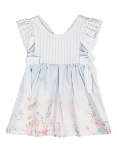 Lapin House oversized-bow stripe-print dress