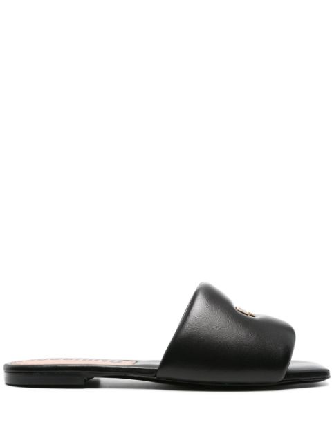 Moschino logo-plaque leather slides