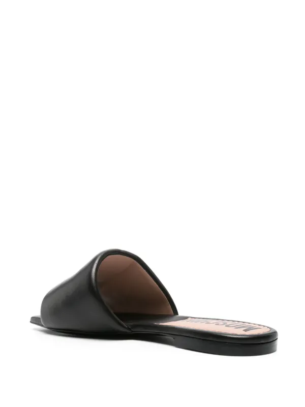 Moschino logo-plaque Leather Sandals | Black | FARFETCH display picture 1
