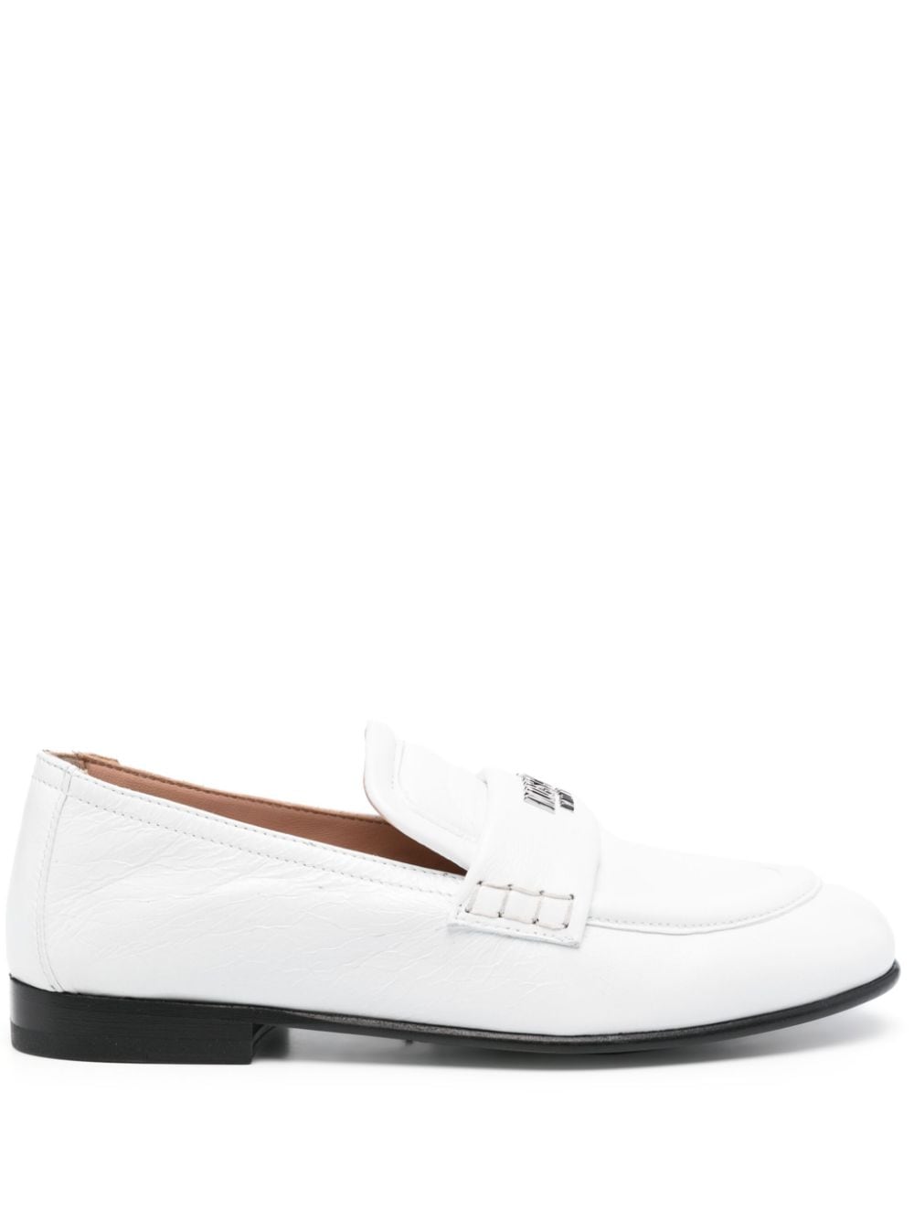 Moschino Logo字母皮质乐福鞋 In White