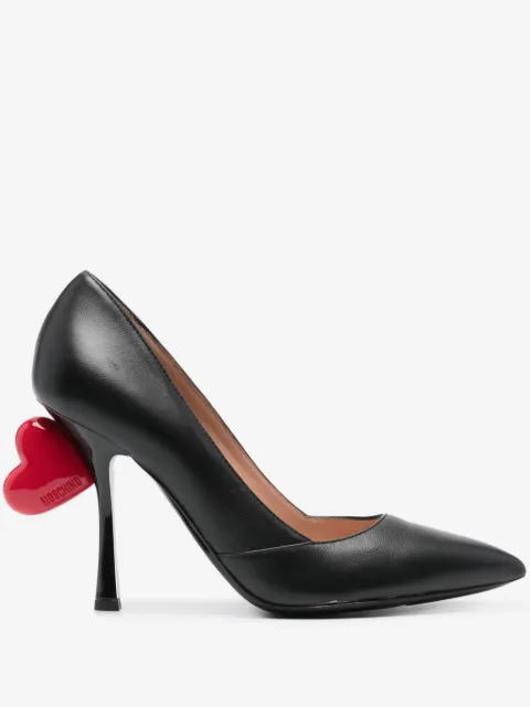 Moschino 105mm heart-appliqué leather pumps
