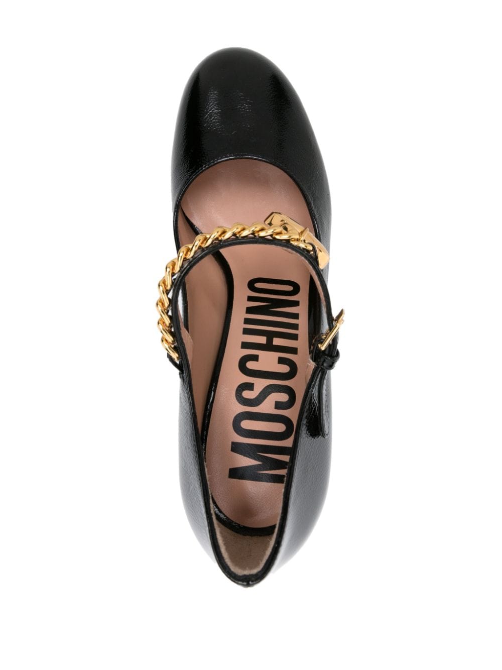 Shop Moschino Chain & Heart 140mm Mary Jane Pumps In Black