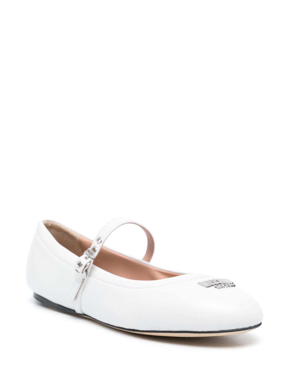 Shop Moschino Logo-lettering Ballerina Shoes In White