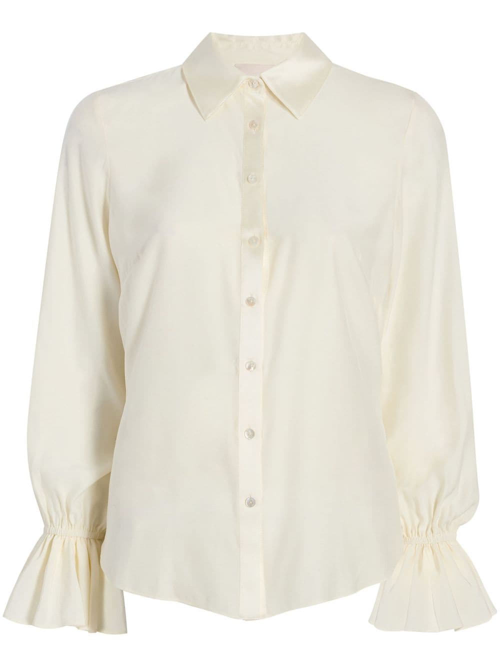 Shop Cinq À Sept Roxie Lace-trim Silk Shirt In Neutrals