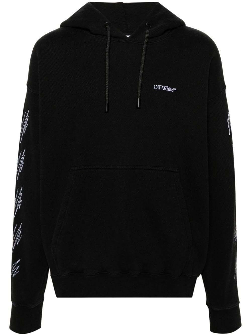 Off-white Contrast-stitching Cotton Hoodie In Black