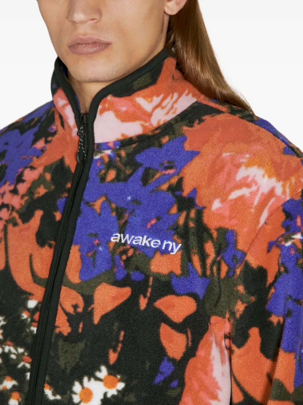Awake NY Floral-print fleece jacket Oranje