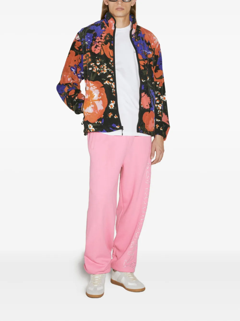 Awake NY Floral-print fleece jacket Oranje