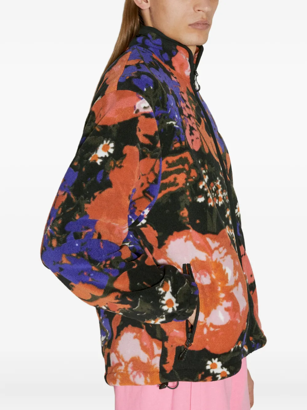 Awake NY Floral-print fleece jacket Oranje