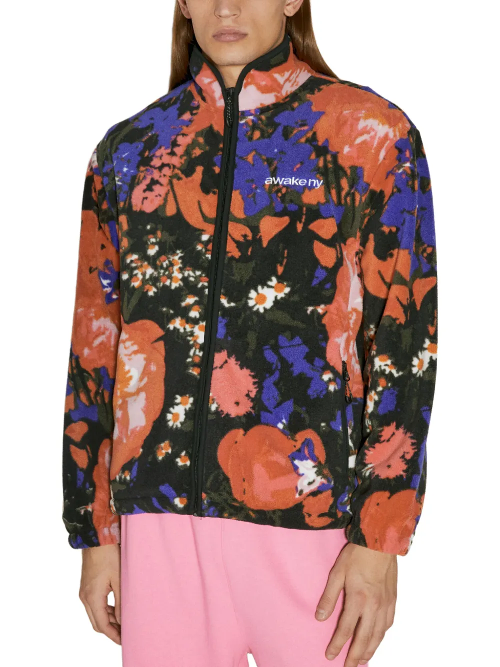 Awake NY Floral-print fleece jacket - オレンジ Awake NY Floral-print fleece jacket - オレンジ